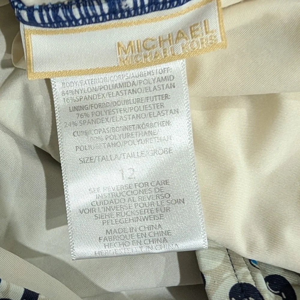 Michael Kors One Piece Paisley Stripe Pattern Strapless Swimsuit Women's - 12‎